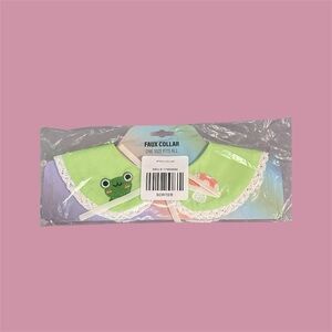 Green Faux Collar with Frog and Mushroom Patches